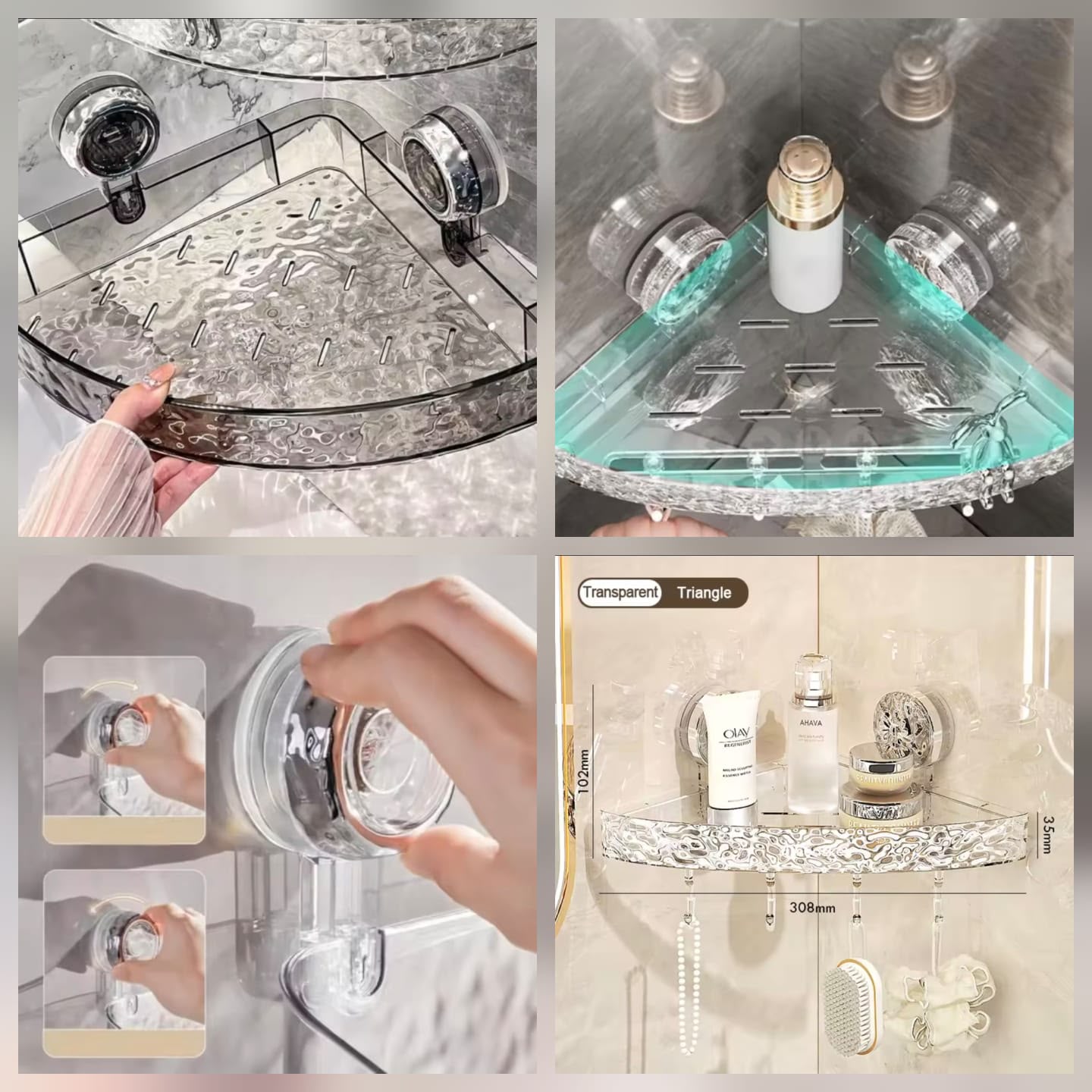 Acrylic Wall-Mounted Suction Shelf