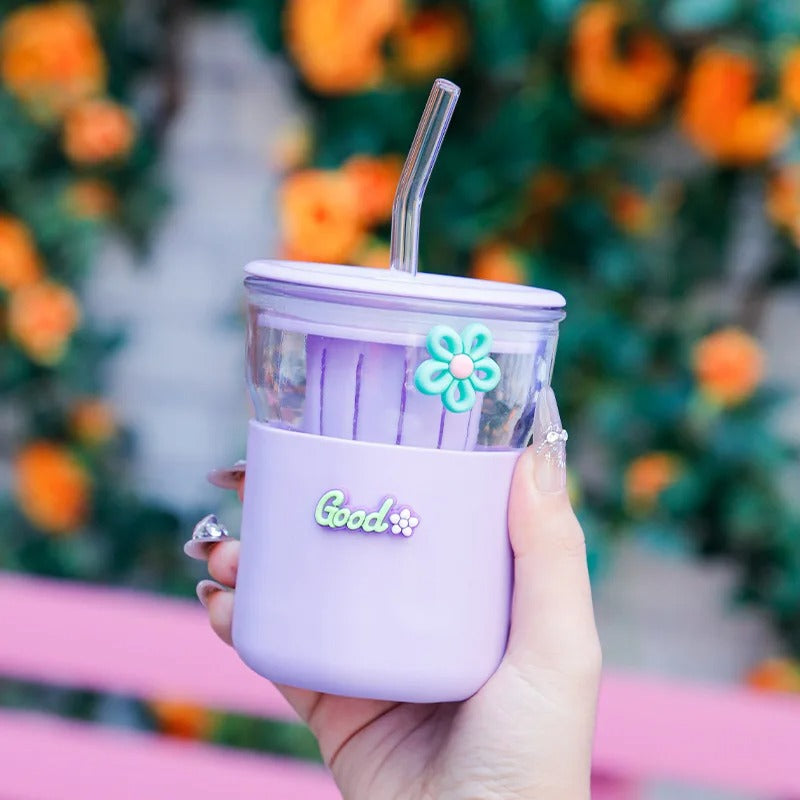 350ML Glass straw sipper