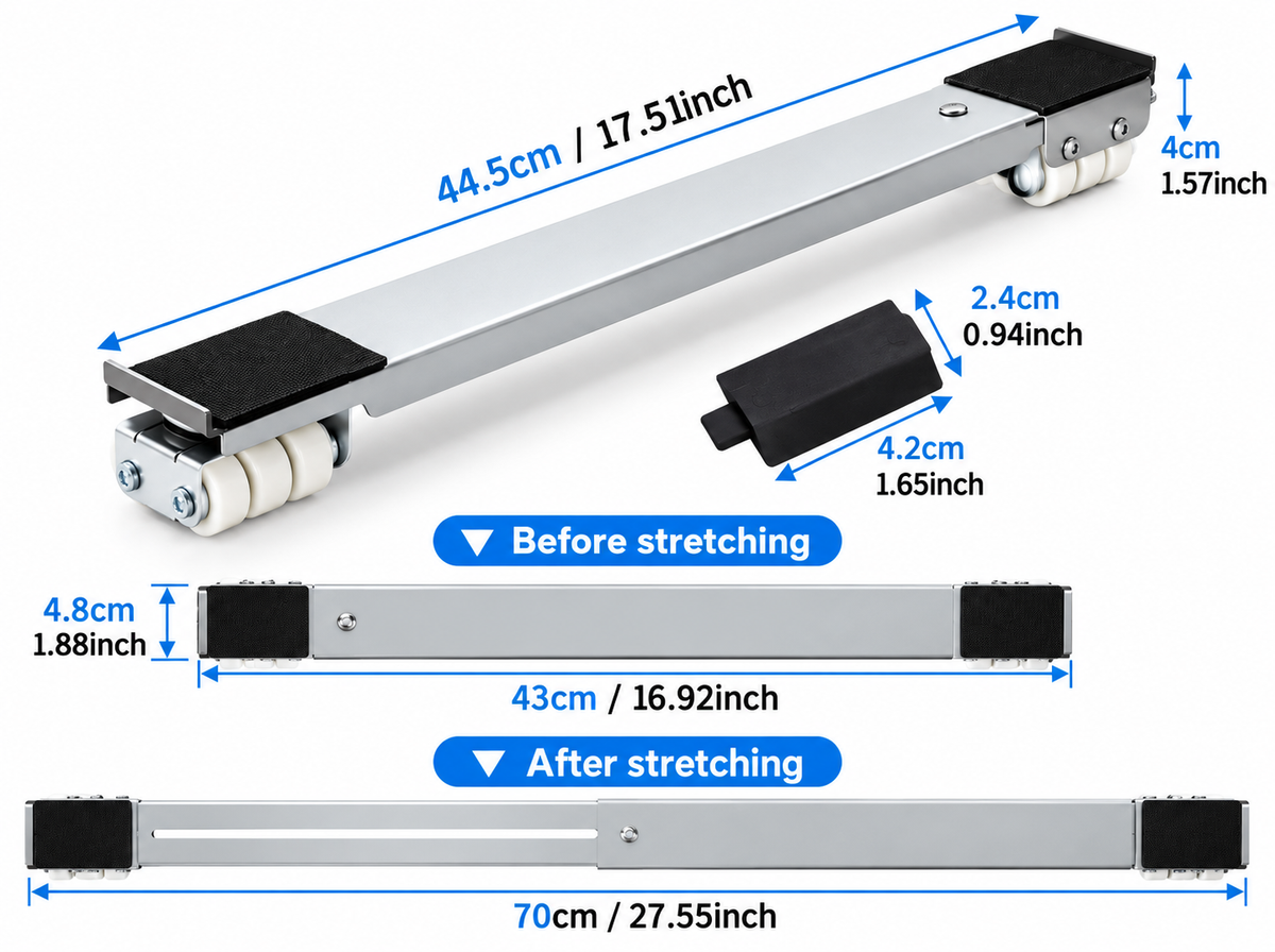 Heavy-Duty Adjustable Furniture Moving Roller Set