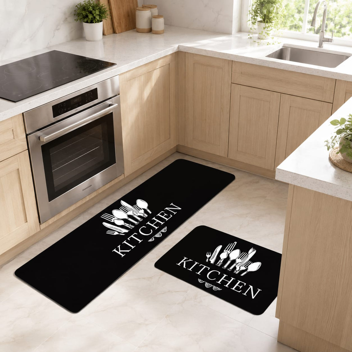 2-Piece Kitchen Runner Mats Set – Non-Slip & Super Absorbent