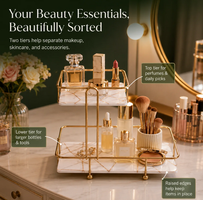 Matrix SquaRectangle 2-Tier Golden Vanity Stand