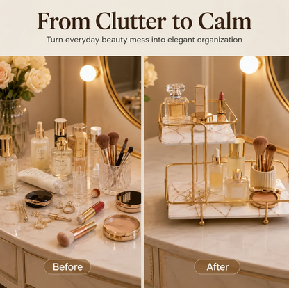 Matrix SquaRectangle 2-Tier Golden Vanity Stand