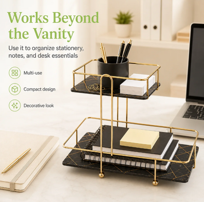 Matrix SquaRectangle 2-Tier Golden Vanity Stand