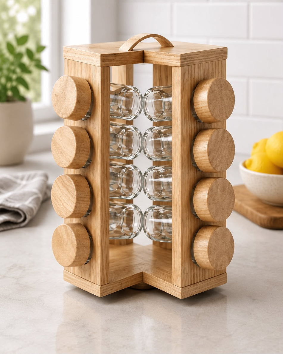 SPICE JAR WOODEN 16PCS SET