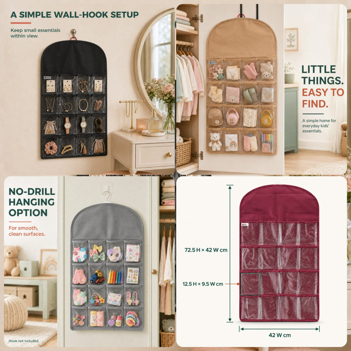 16-Pocket Clear-View Hanging Organizer