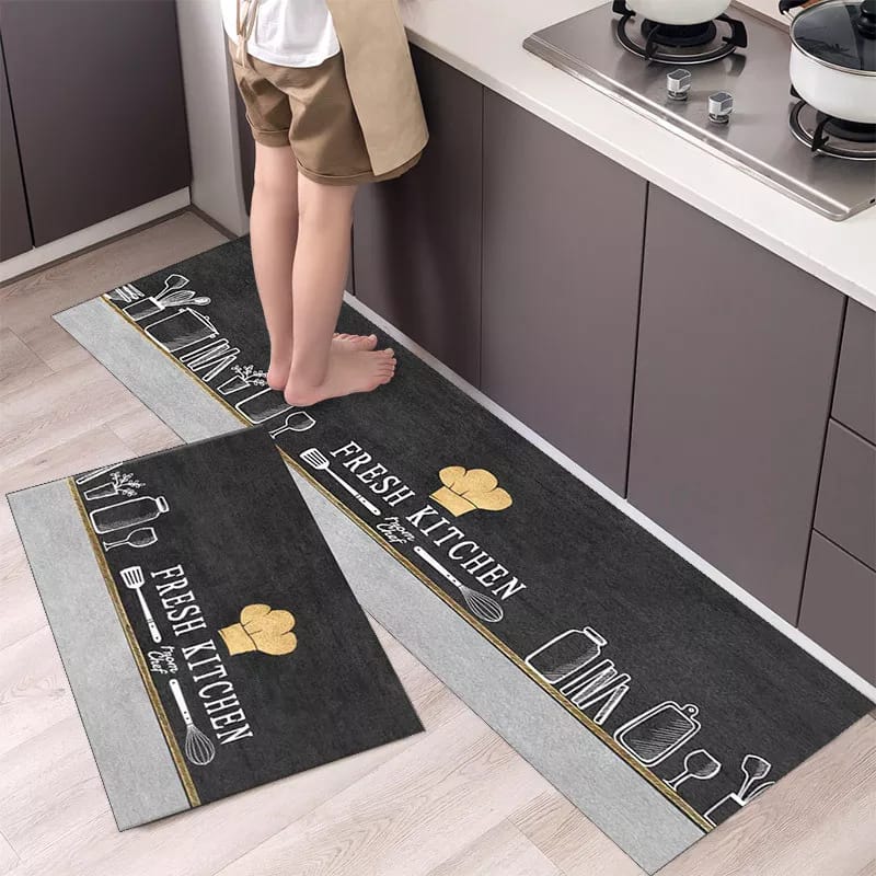 2-Piece Kitchen Runner Mats Set – Non-Slip & Super Absorbent