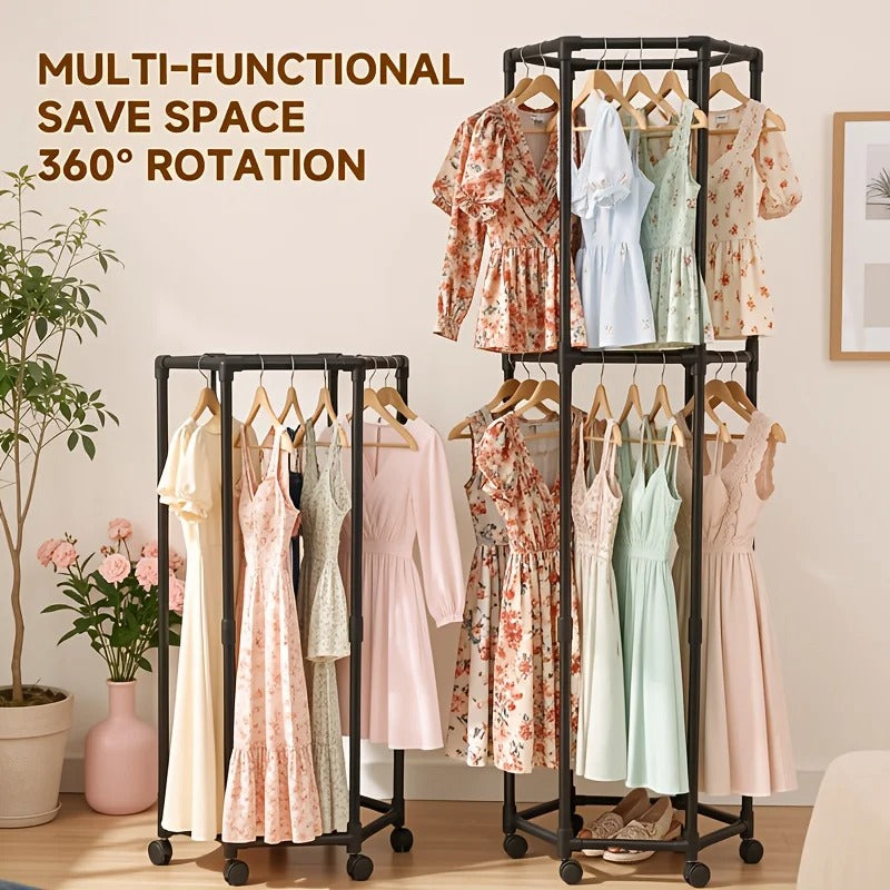 Hexagon Double Layer Cloth Rack