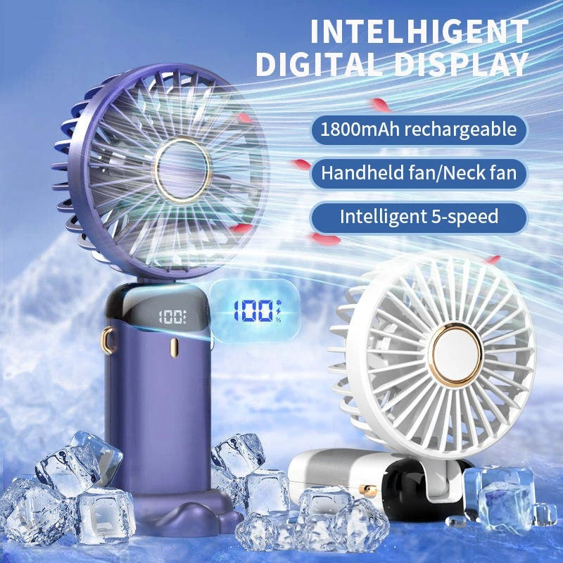 Foldable Portable Desk Outdoor Neck Hanging 5 Speed Fan