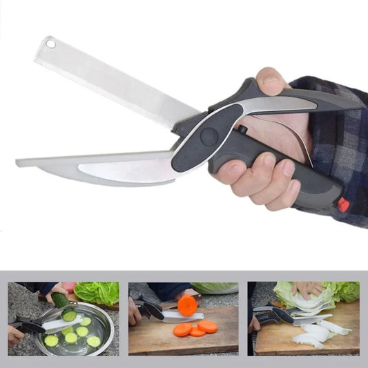 2 In 1 Multi-Function Stainless Steel Kitchen Scissors Cutter