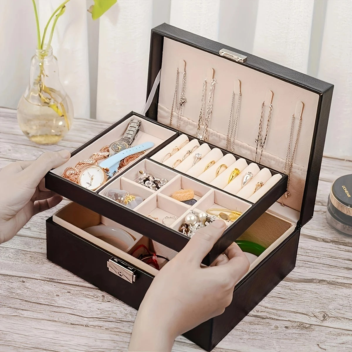 Double-Layer Jewelry Storage Box -(RANDOM COLOURS)