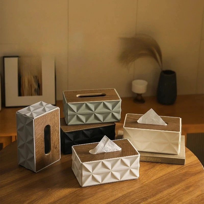Tissue Box With Wooden Lid