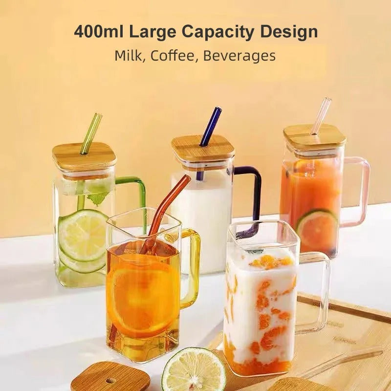 Square Glass Tumbler & Straw