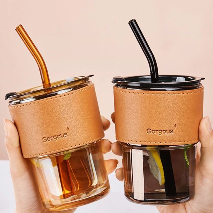 Glass straw Cup