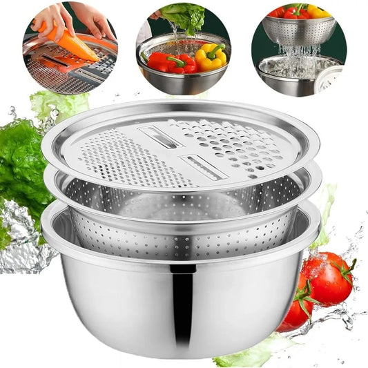 3in1 Stainless Steel Colander With Grater