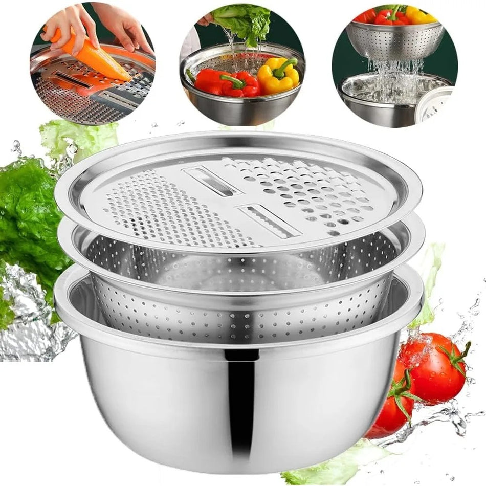 3in1 Stainless Steel Colander With Grater