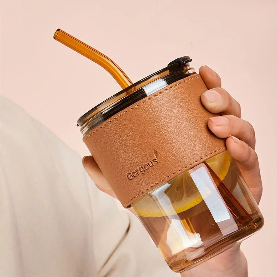 Glass straw Cup