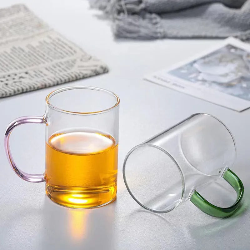6 Pcs Colour Handle Cups 350ml With Box