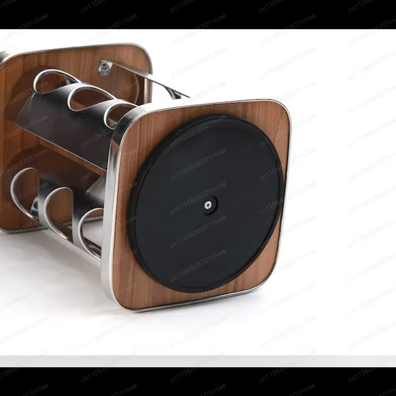 Wooden Stainless Steel Revolving Spice Rack