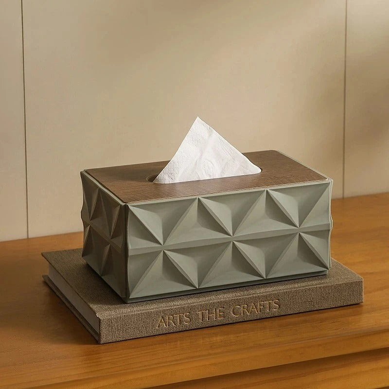 Tissue Box With Wooden Lid