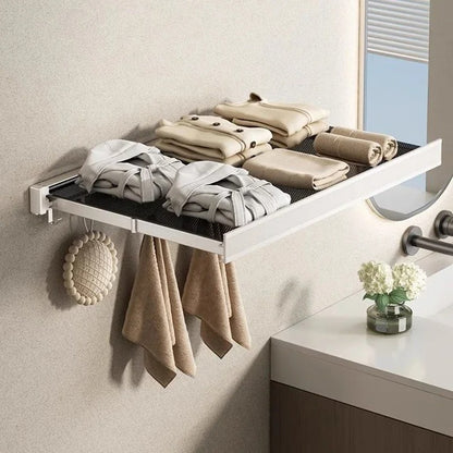 Space-Saving wall Mounted Cloth Drying  Rack With Hook