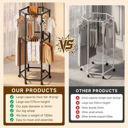 Hexagon Double Layer Cloth Rack