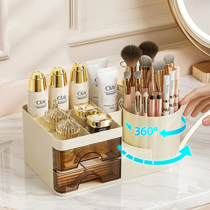 Desktop Cosmetic Organizer With Brush Holder