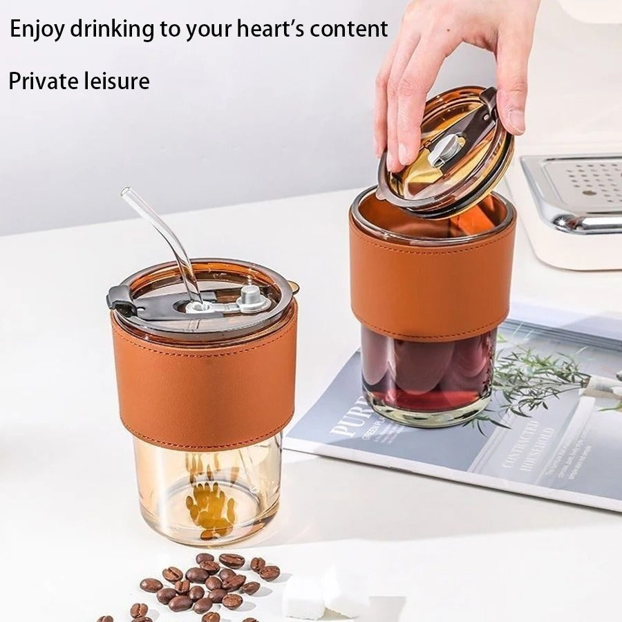 Glass straw Cup