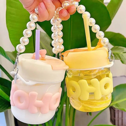 Pearl Glass Sipper (With glass straw)