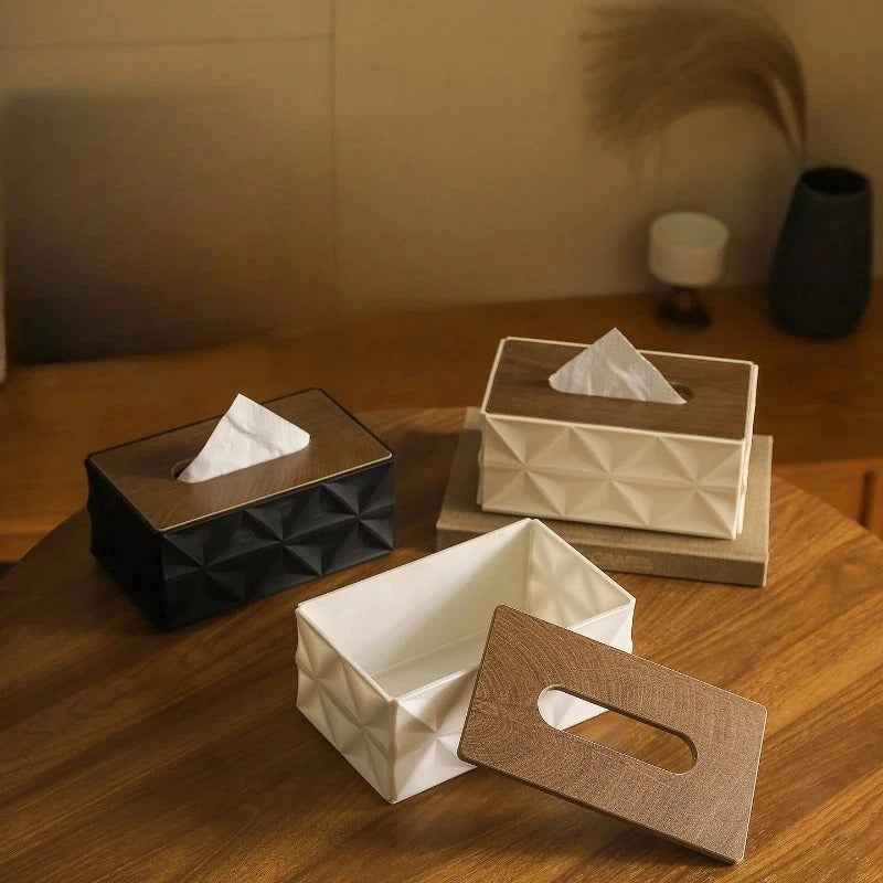 Tissue Box With Wooden Lid