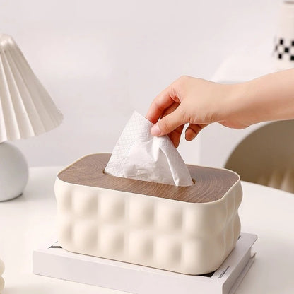 Bubble Tissue Box With Wooden Lid