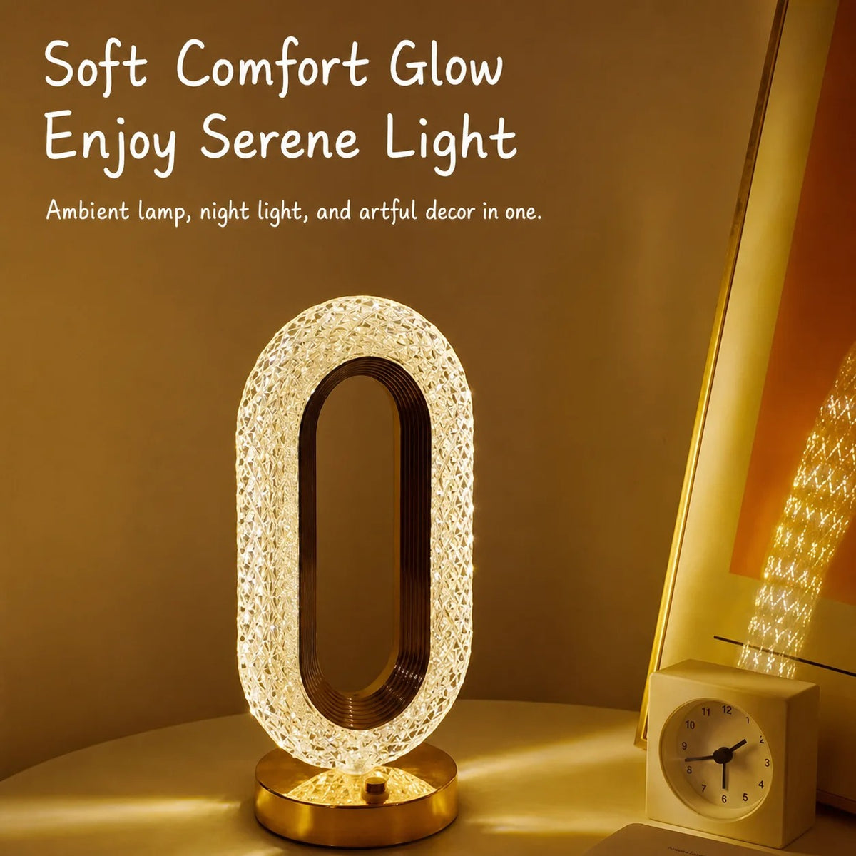 Oval Rechargeable Crystal Touch Lamp