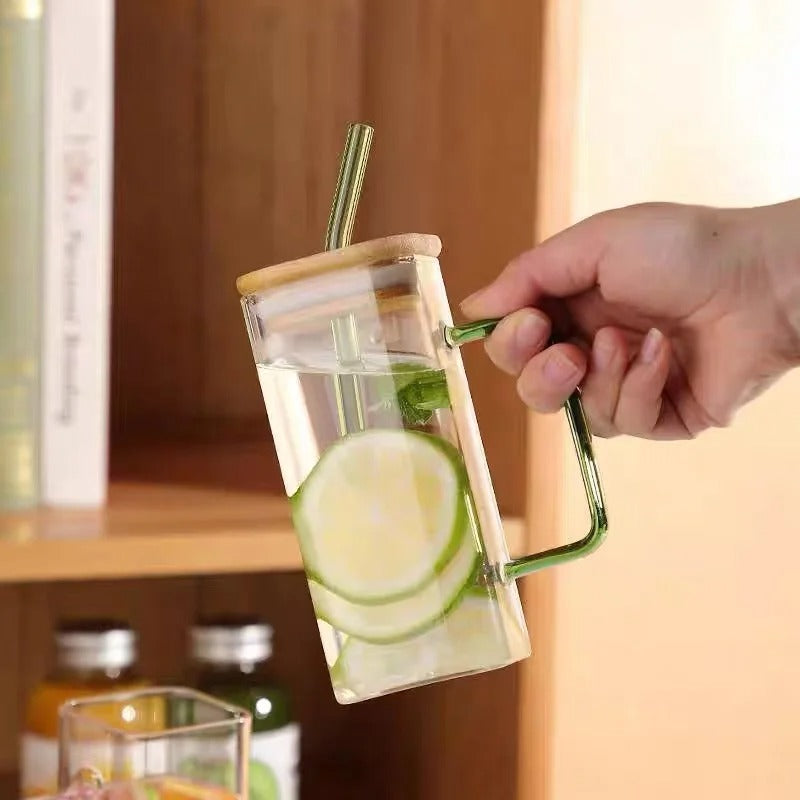 Square Glass Tumbler & Straw