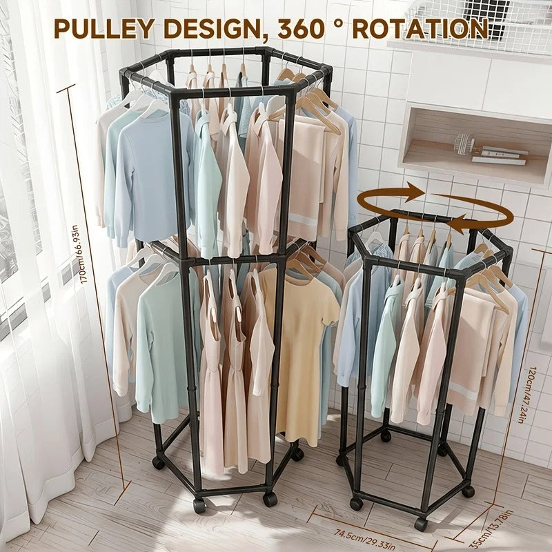 Hexagon Double Layer Cloth Rack