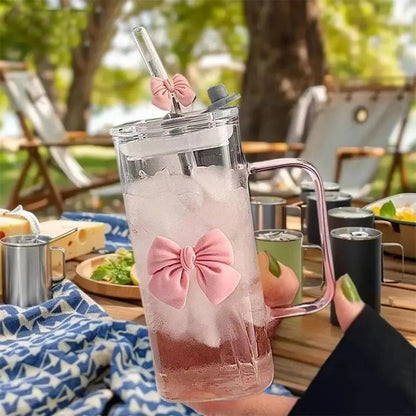 Cute bow Glass Sipper