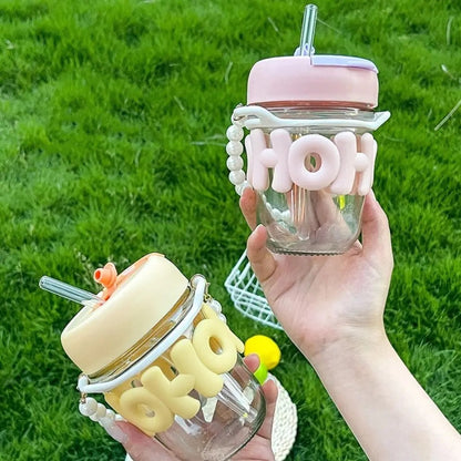 Pearl Glass Sipper (With glass straw)