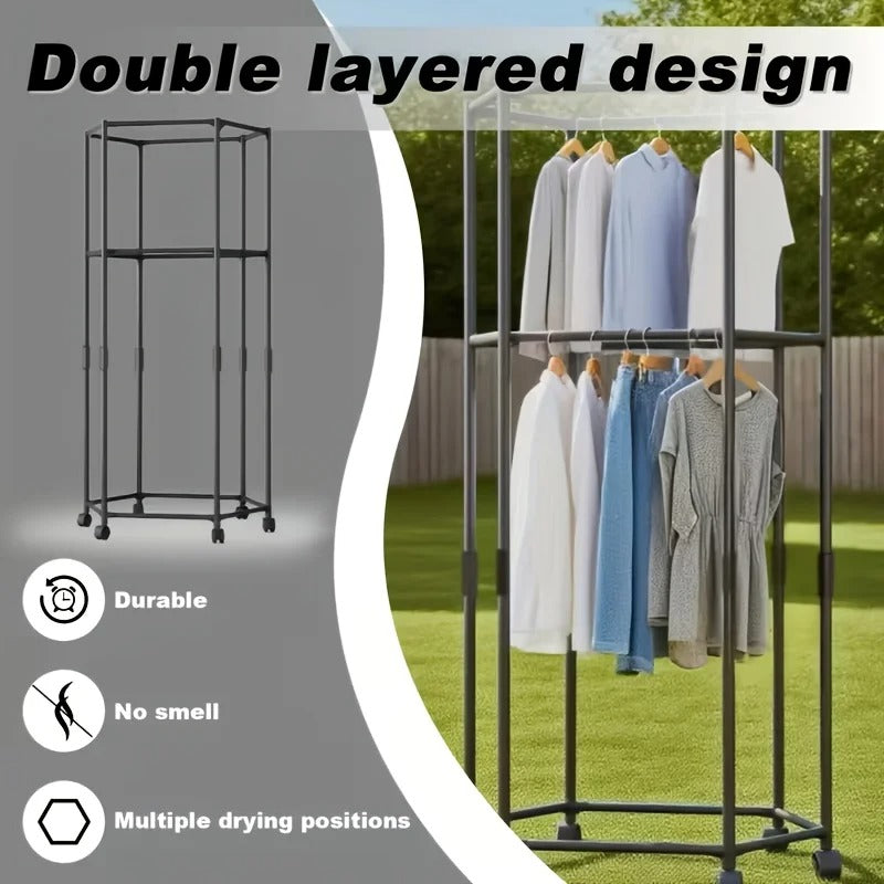Hexagon Double Layer Cloth Rack