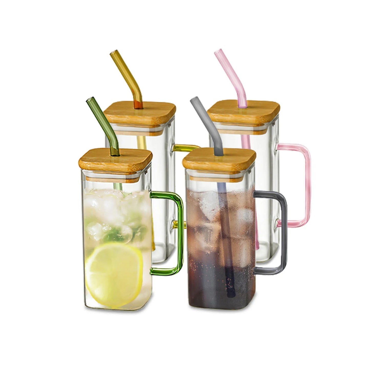 Square Glass Tumbler & Straw