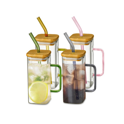 Square Glass Tumbler & Straw