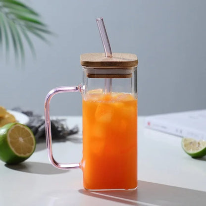 Square Glass Tumbler & Straw