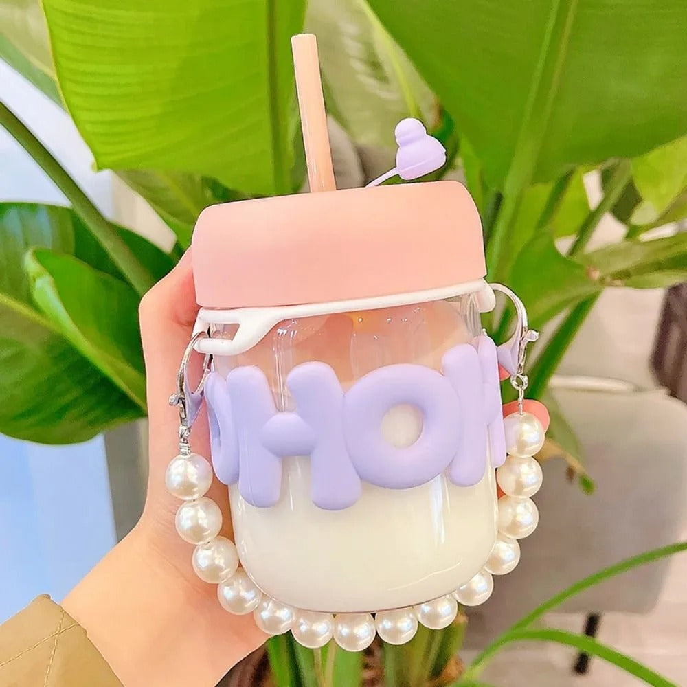 Pearl Glass Sipper (With glass straw)